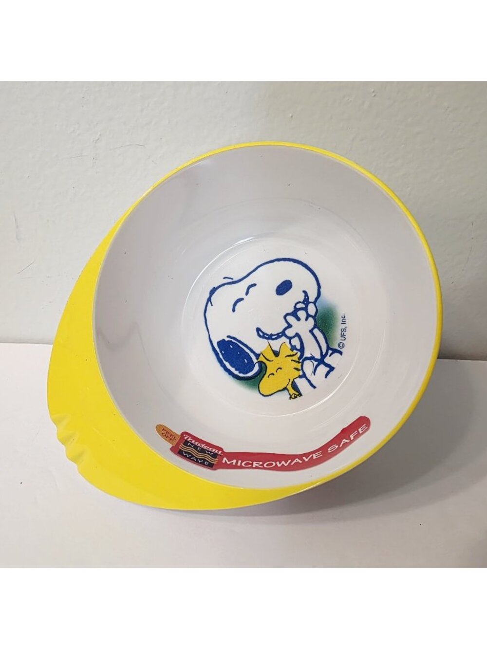 Vtg Snoopy Trudeau Mini Ramekin Microwavable Baby Bowl Kids Toddler Yellow Rim